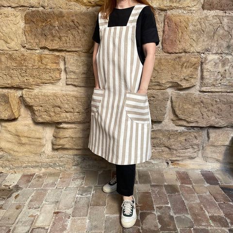 Everyday Apron - Taupe stripe