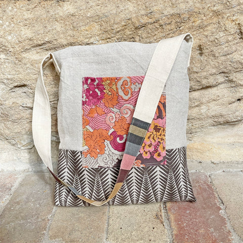 Shoulder Bag - Pink+Brown